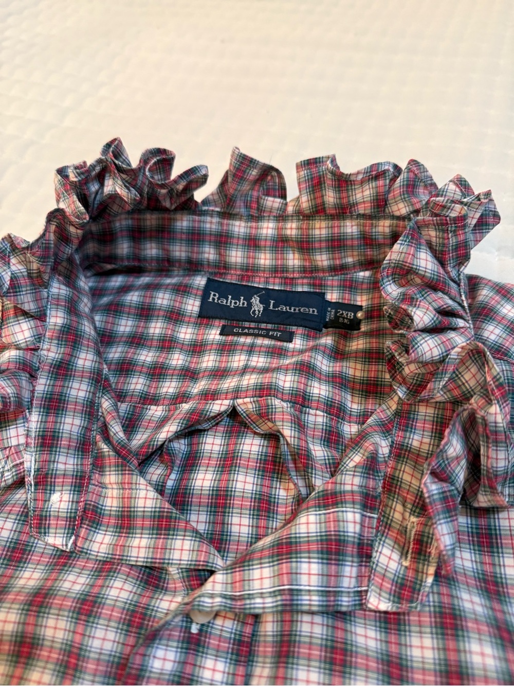 Polo by Ralph Lauren Pink & Blue Plaid Ruffle-Collar Button-Down - Picture 8 of 8